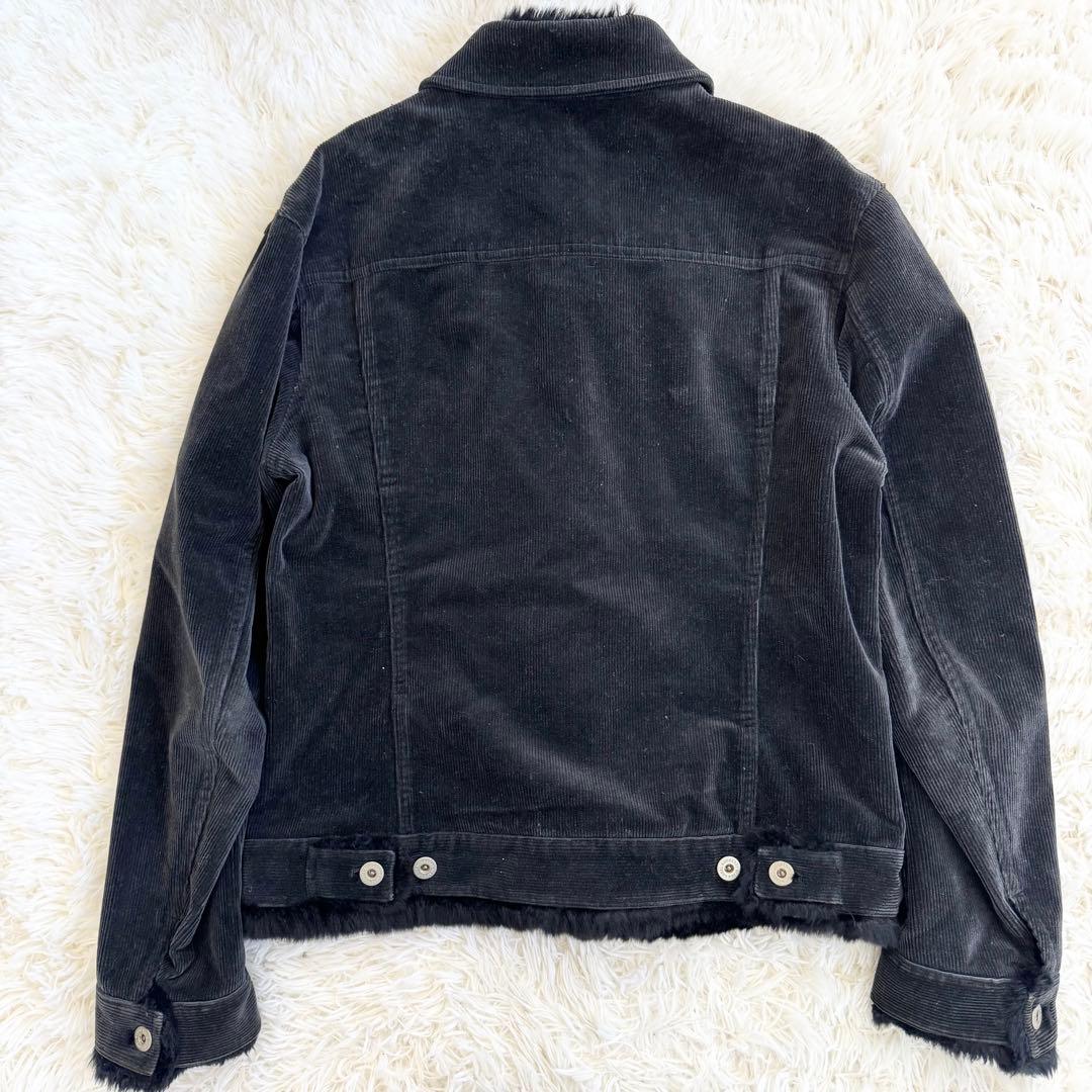 バーバリーブラックレーベル　ラビットファー　コーデュロイジャケット　黒　チェック