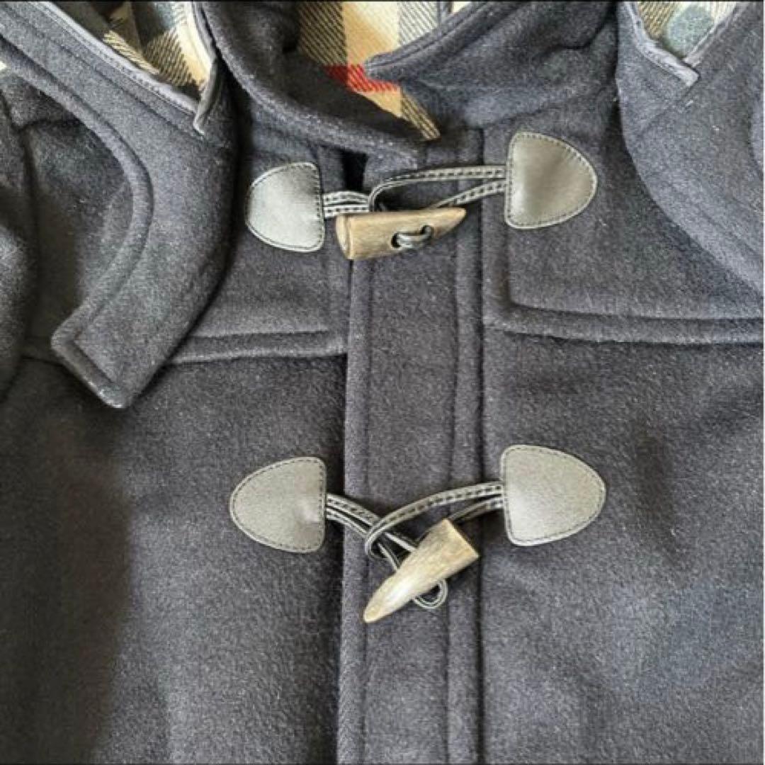 【2way✨】バーバリー　ダッフルコート　メガチェック　トグル　レザー　ネイビー