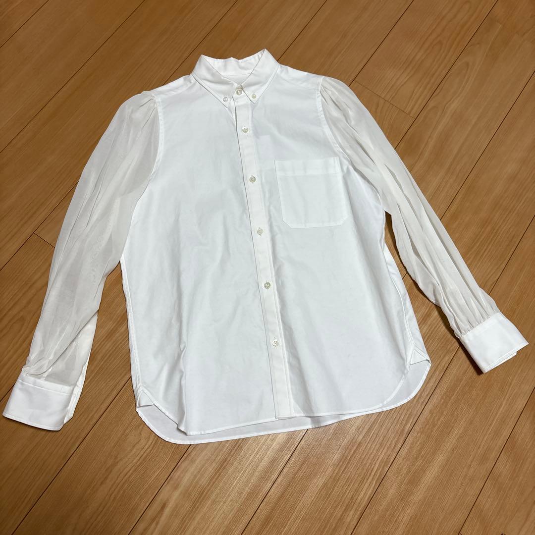 新品　HYKE シースルー袖　ボタンダウンシャツ