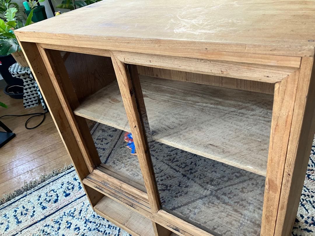 古道具　ガラス戸棚　昭和初期　ヴィンテージ家具