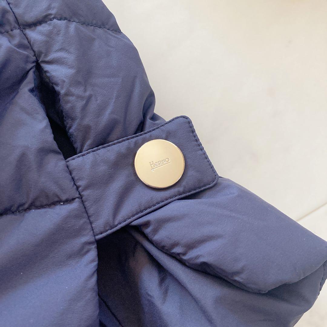 極美品　ヘルノ　エコエイジ Aライン ダウンジャケット　ネイビー　40
