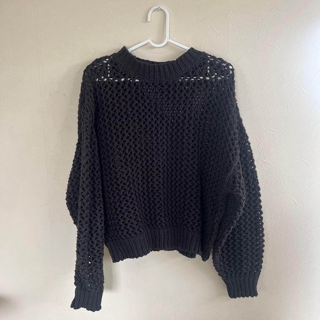 【北欧暮らしの道具店】LIYOCA / メッシュ編みニット(スミクロ）