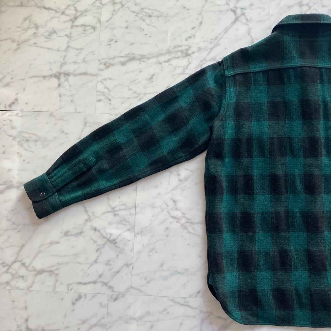 A BATHING APE ネルシャツ チェック柄 緑×黒 日本製 ウール混 L