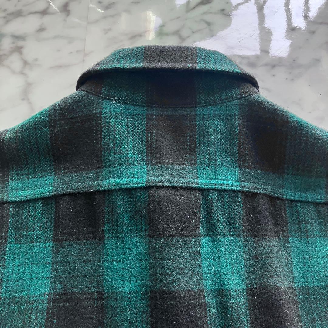 A BATHING APE ネルシャツ チェック柄 緑×黒 日本製 ウール混 L