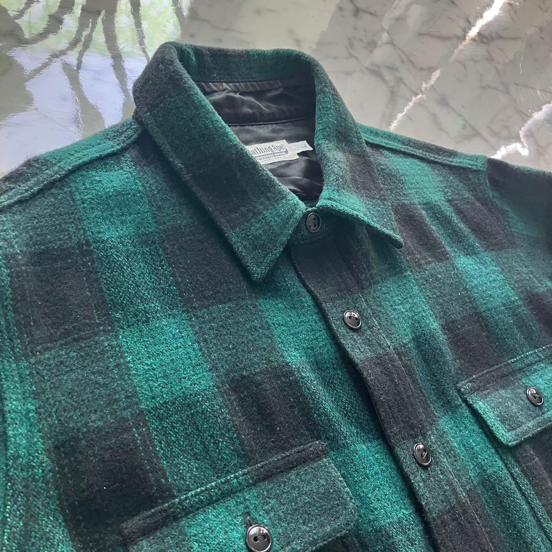 A BATHING APE ネルシャツ チェック柄 緑×黒 日本製 ウール混 L