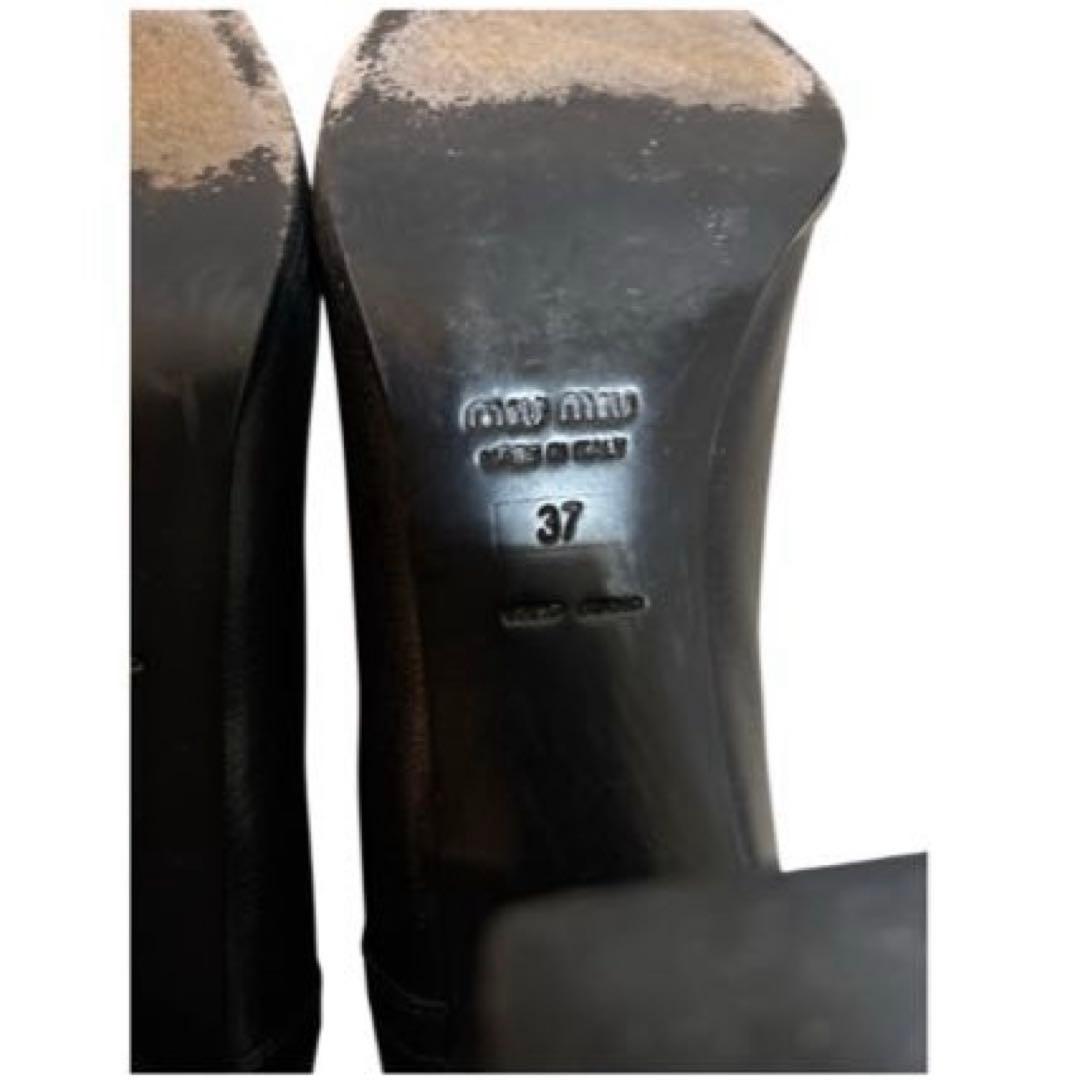 miu miu バックレースアップスクエアトゥパンプス　ブラック37（24㎝）