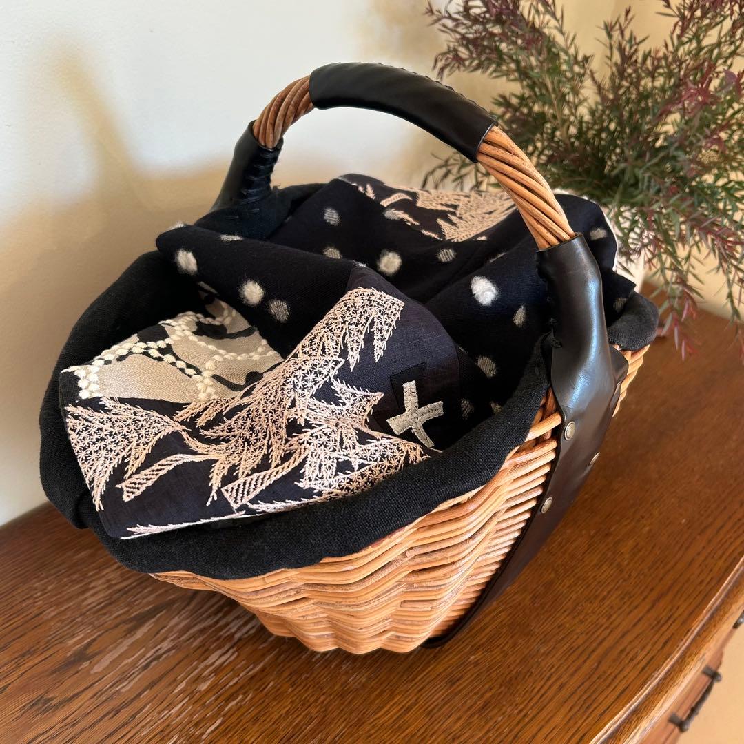 冬を楽しむバスケットカバー＊ミナペルホネンハギレ＊フランスリネン＊マルチカバー