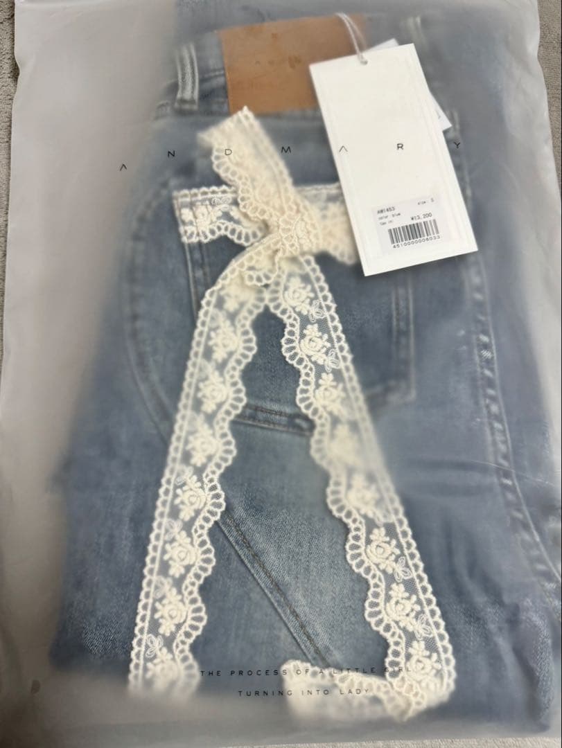 新品未開封 andmary Lacey ribbon heart hip