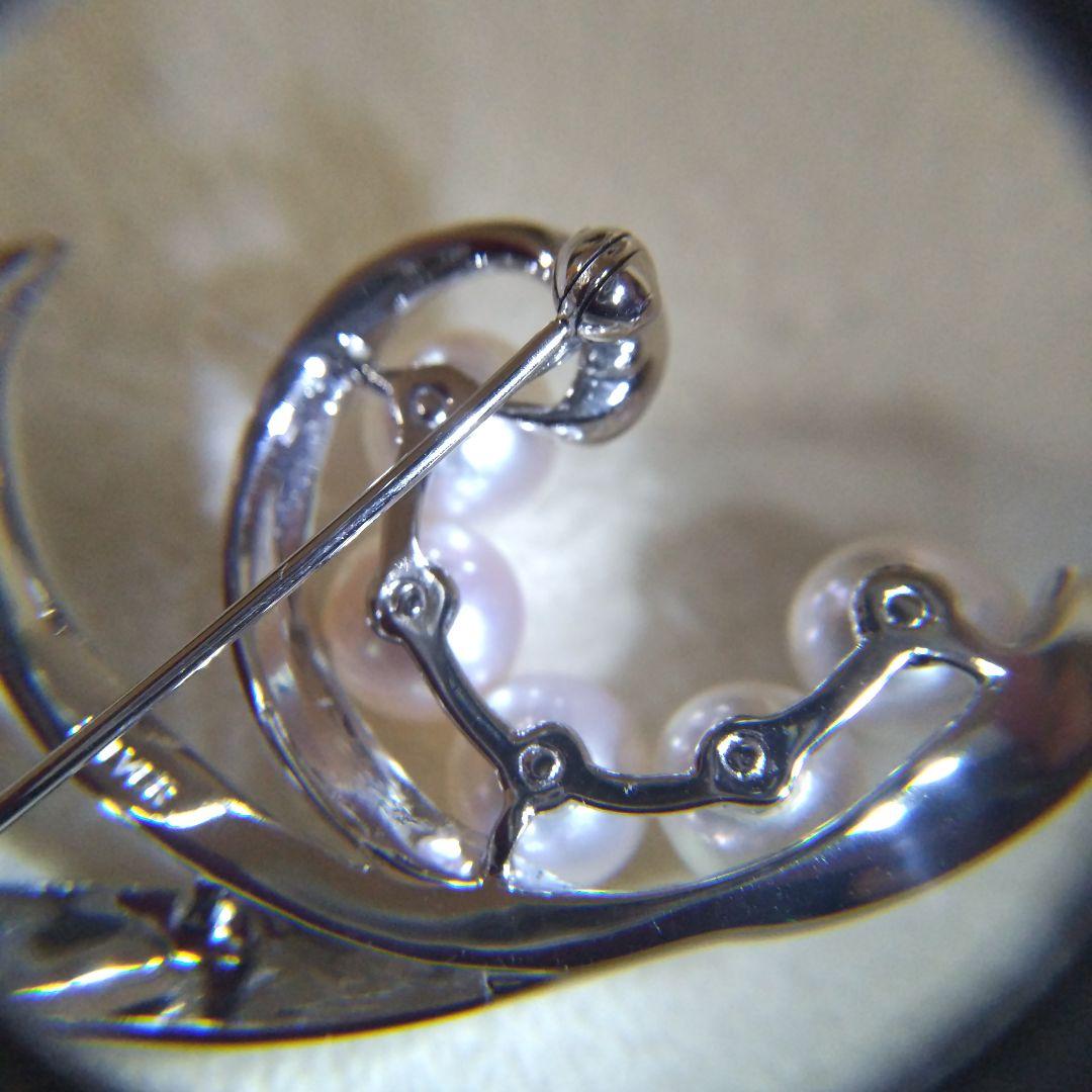 パールブローチ シルバー あこや 真珠 美品