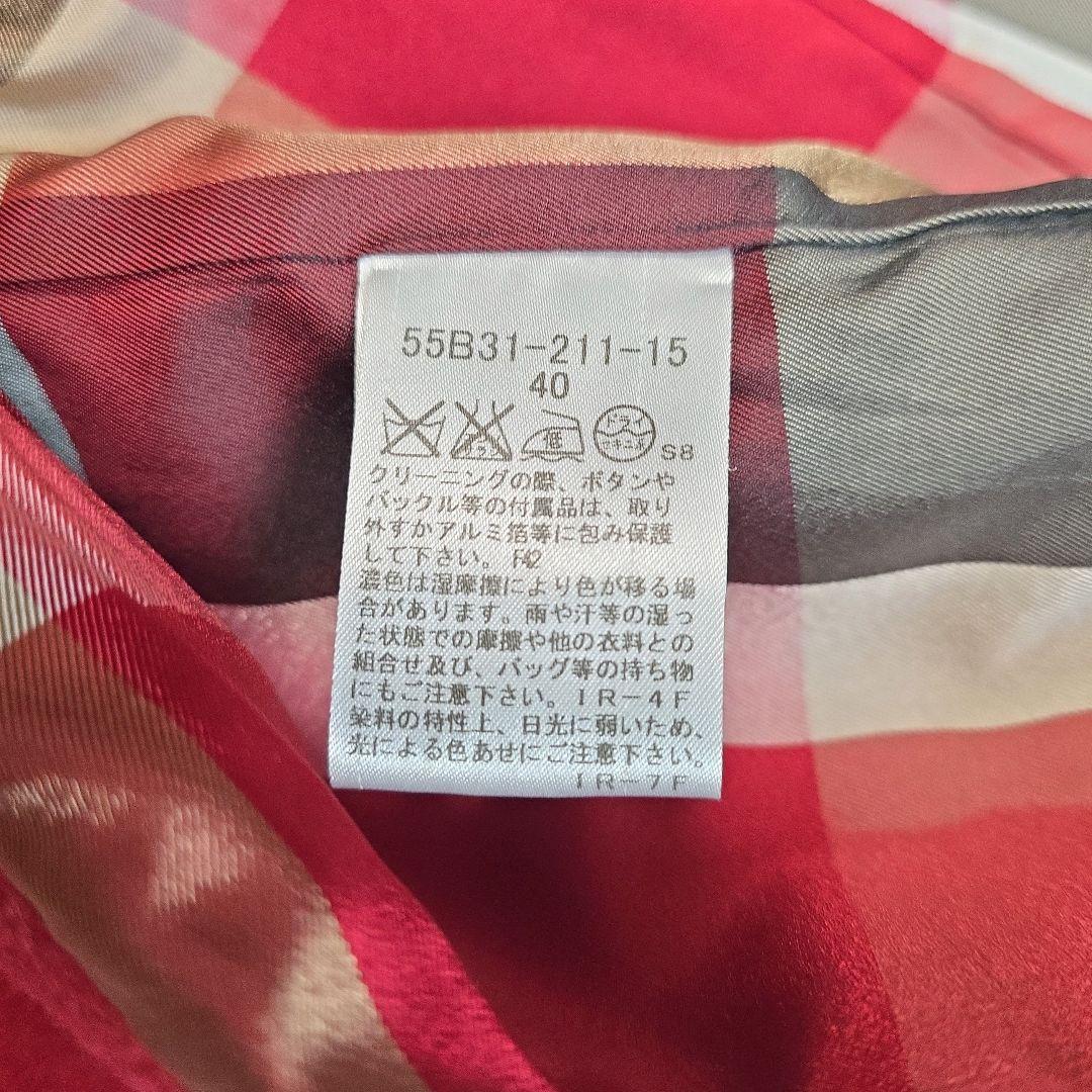 バーバリーブルーレーベル ダッフルコート ノバチェック 40 赤