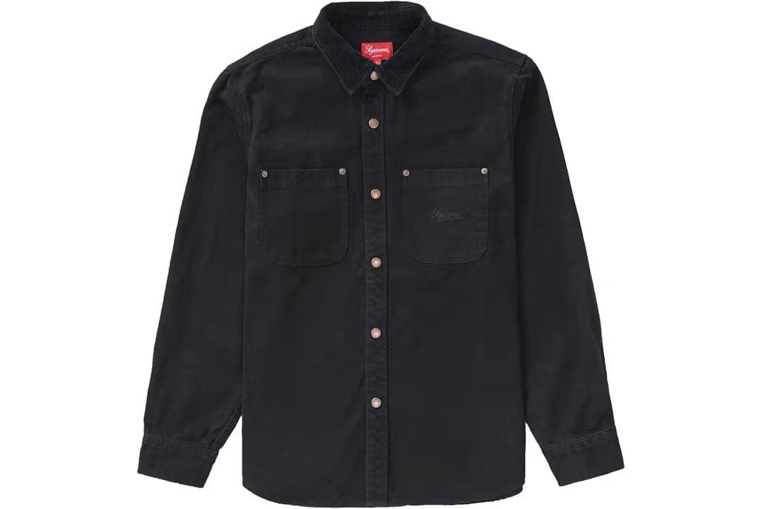 トップス Supreme Script Canvas Snap Shirt Black