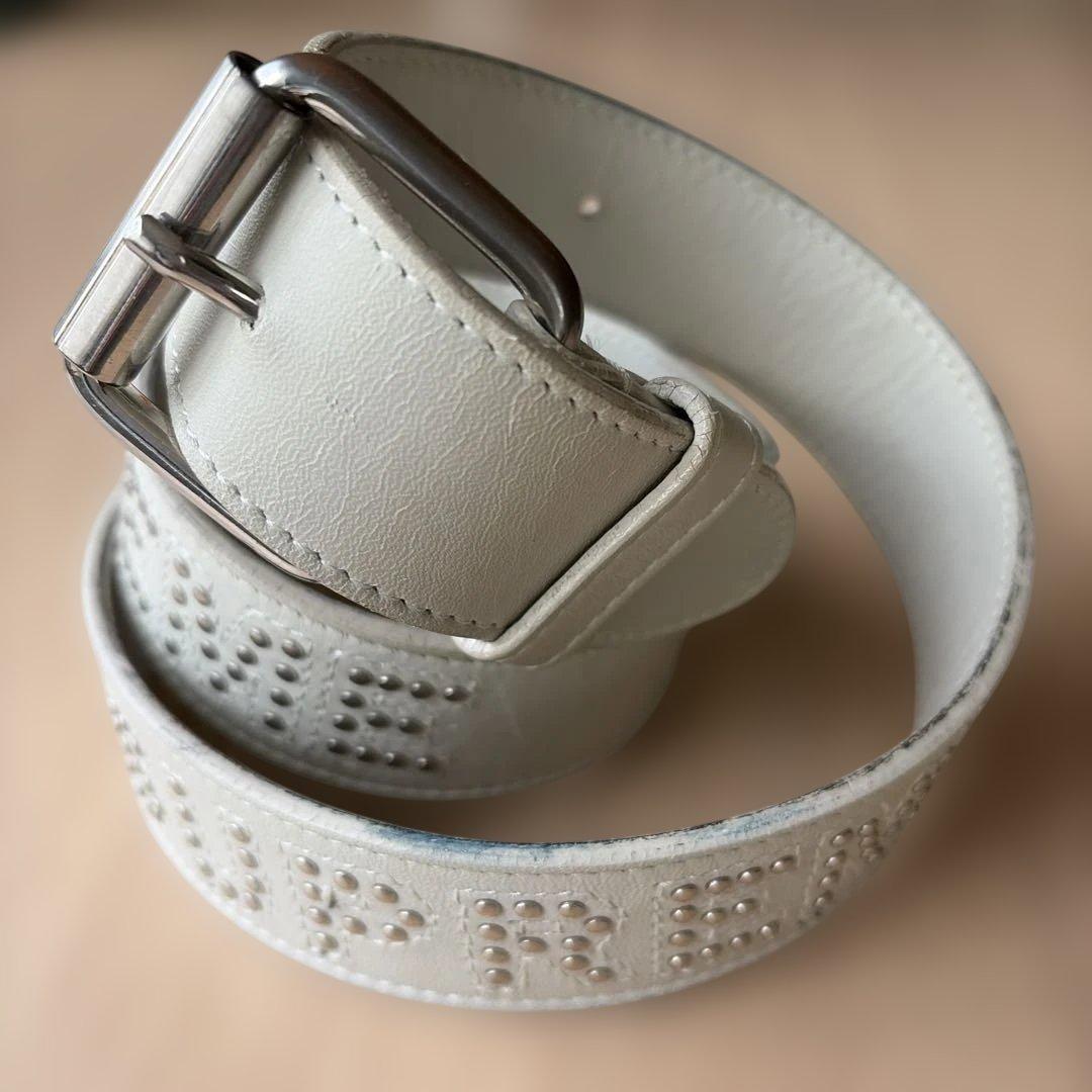 supreme シュプリーム　レザースタッズベルト　S/M 白