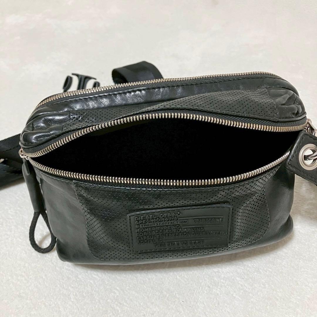 希少 DIESEL ディーゼル レザー ボディバッグ ロゴ 斜掛け クロスボディ