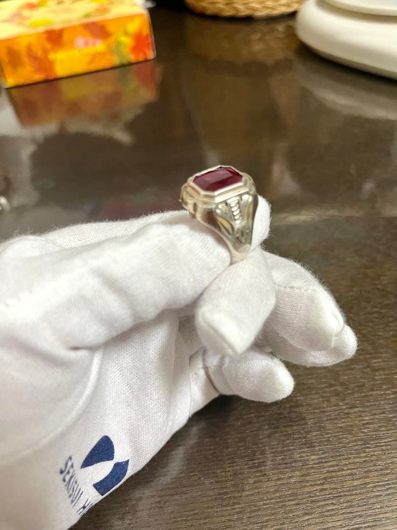 15号-17号石ルビー14KGF/SV925シルバーとゴー古指輪