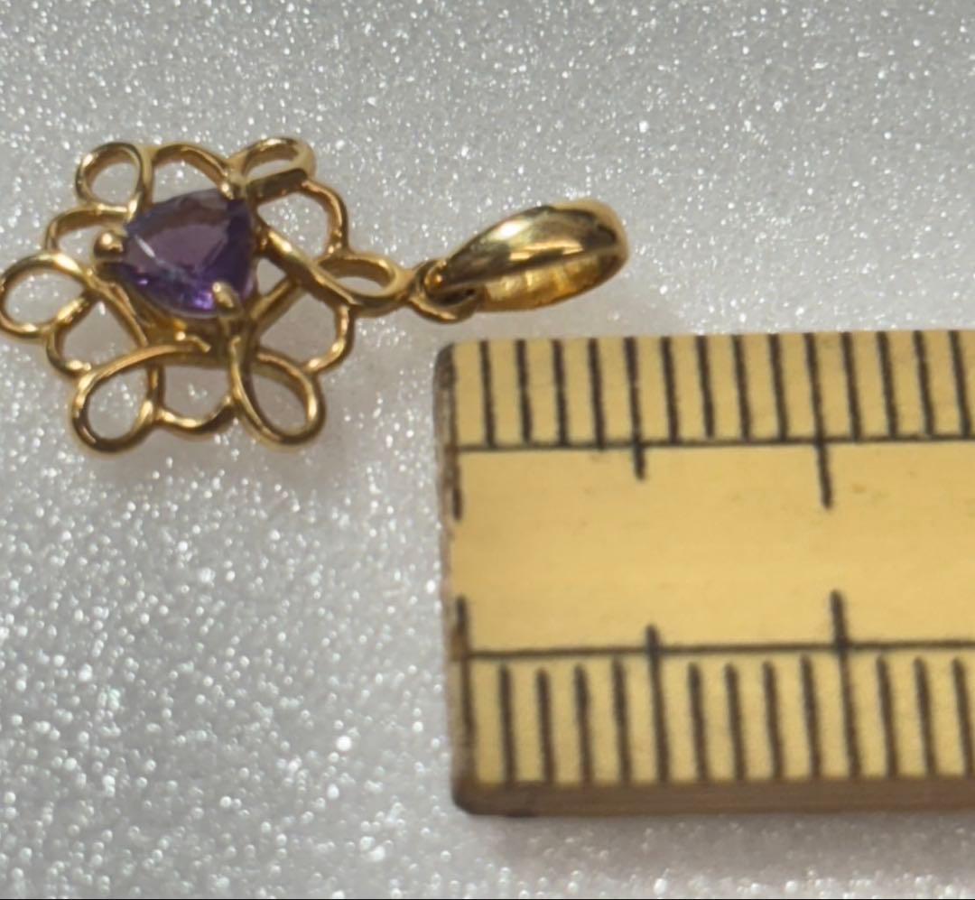 【 K18 / ネックレストップ 】アメジスト 0.85g アクセサリー