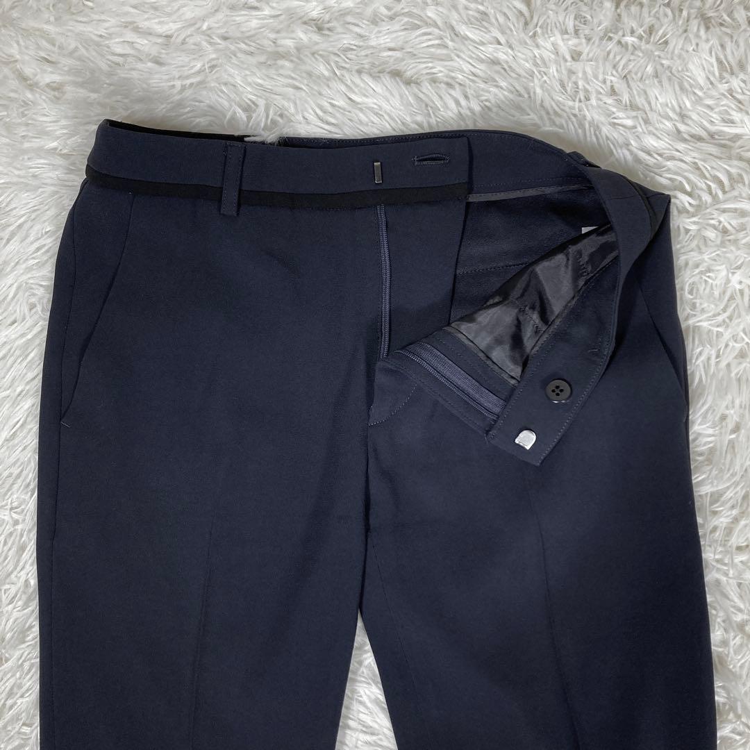 極美品　ベイジ　オンワード　セットアップスーツ　ノーカラー　ネイビー　Sサイズ