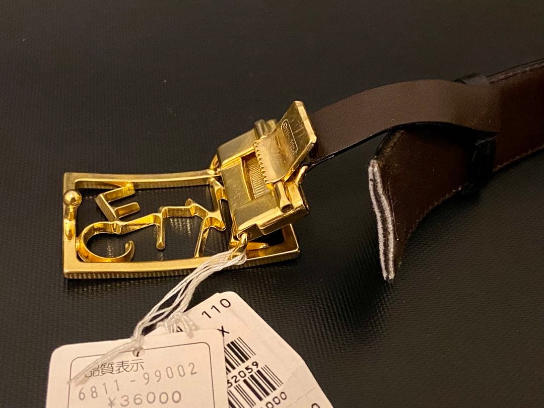 未使用 90s ビンテージ セリーヌ リバーシブル 本革 レザーベルト 黒/馬車