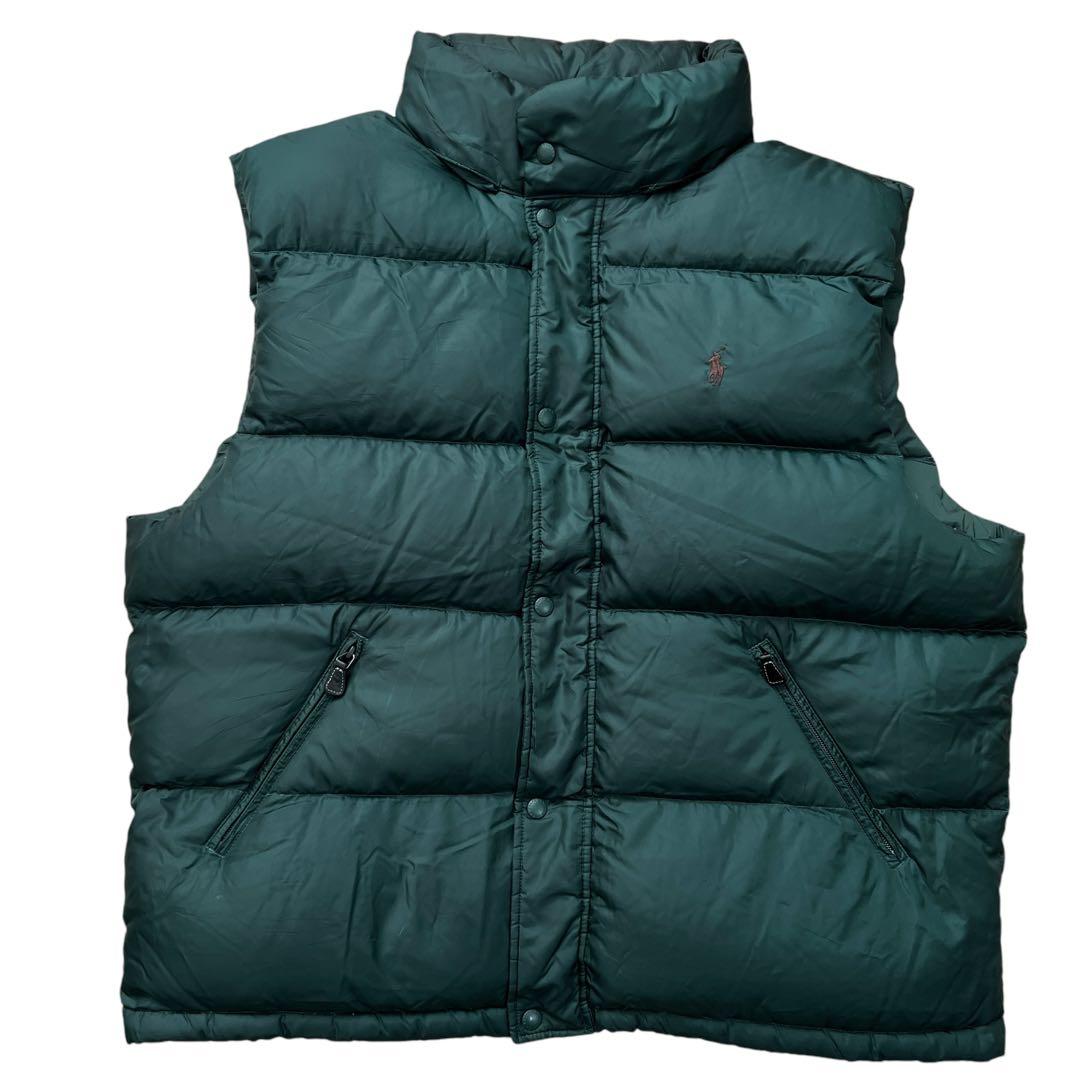 ポロバイラルフローレン　ダウンベスト　XXL　緑　フード付