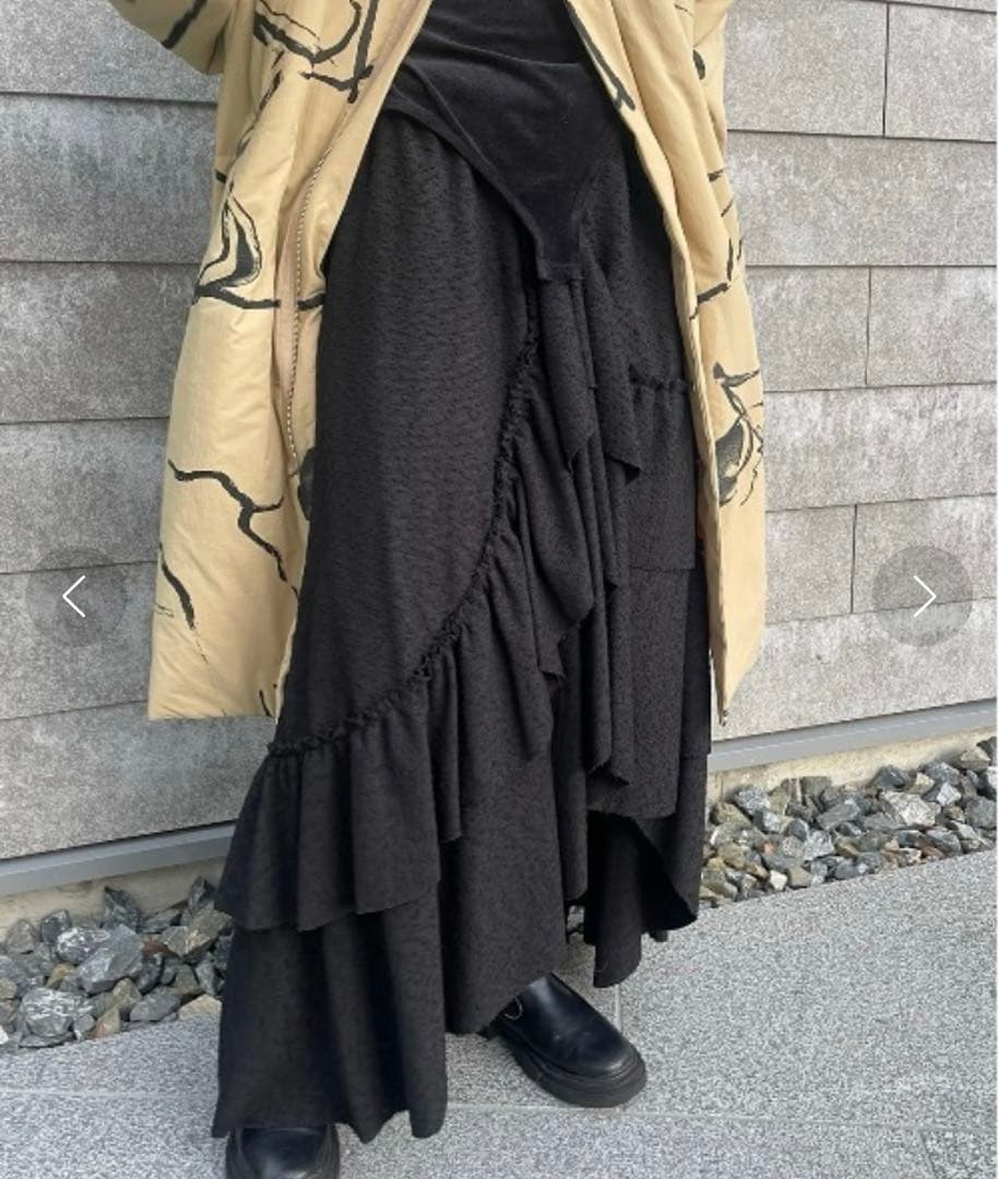 値下げ　Ameri UND OVER SLIT RUFFLE SKIRT S