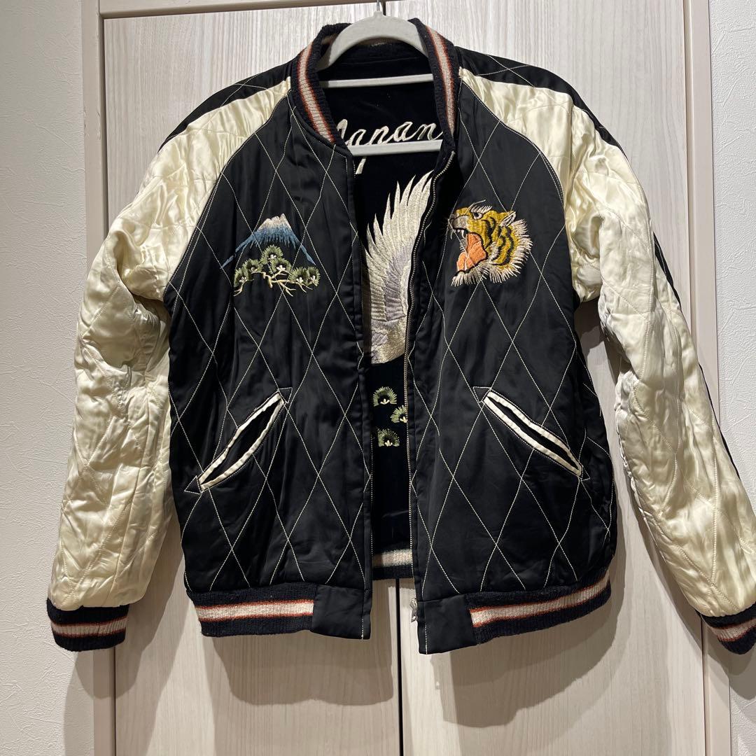 【hibu様】港商　テーラー東洋スカジャン　黒　L サイズ　別珍　鶴