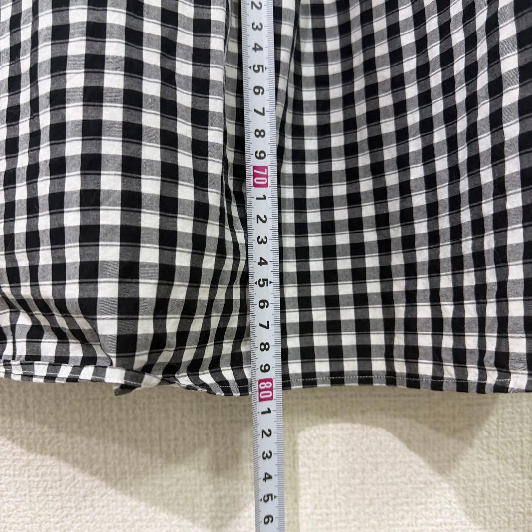 ポータークラシック ロールアップシャツ ギンガムチェック ブラック　Lサイズ