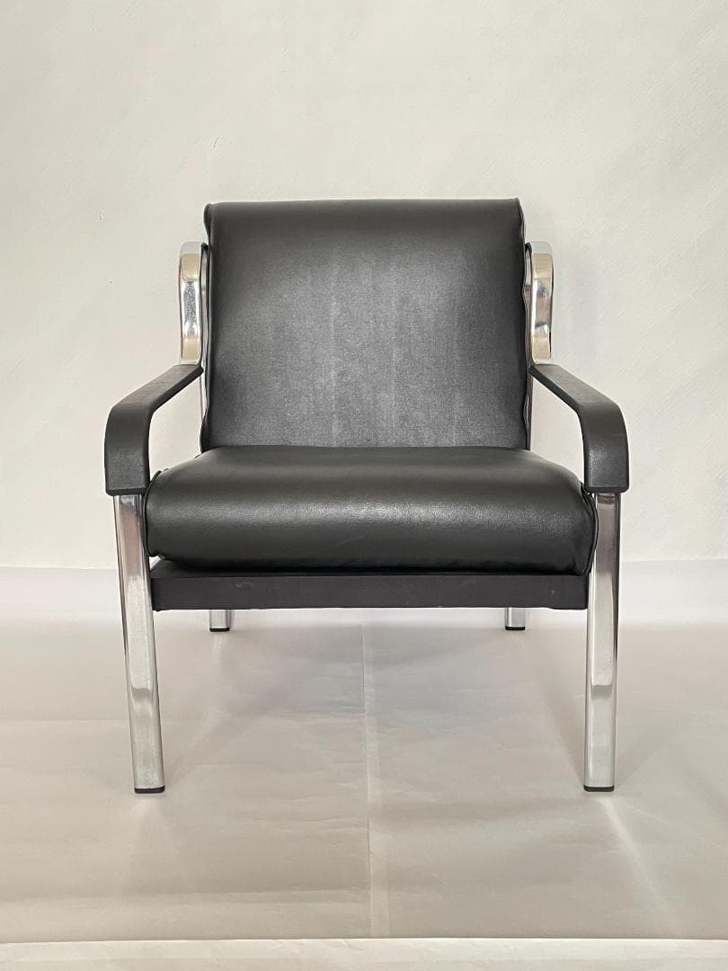 【便利な後ろポケット付き】　ソファ　1人掛け　ブラック　シルバー