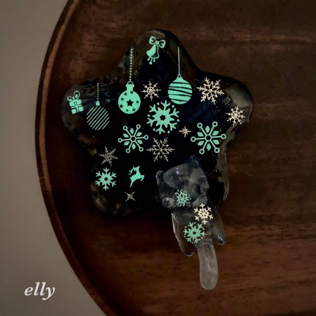 【ひな様】1582.天然石　琉球ガラス　クリスマス　星　ジャンピング猫　レジン