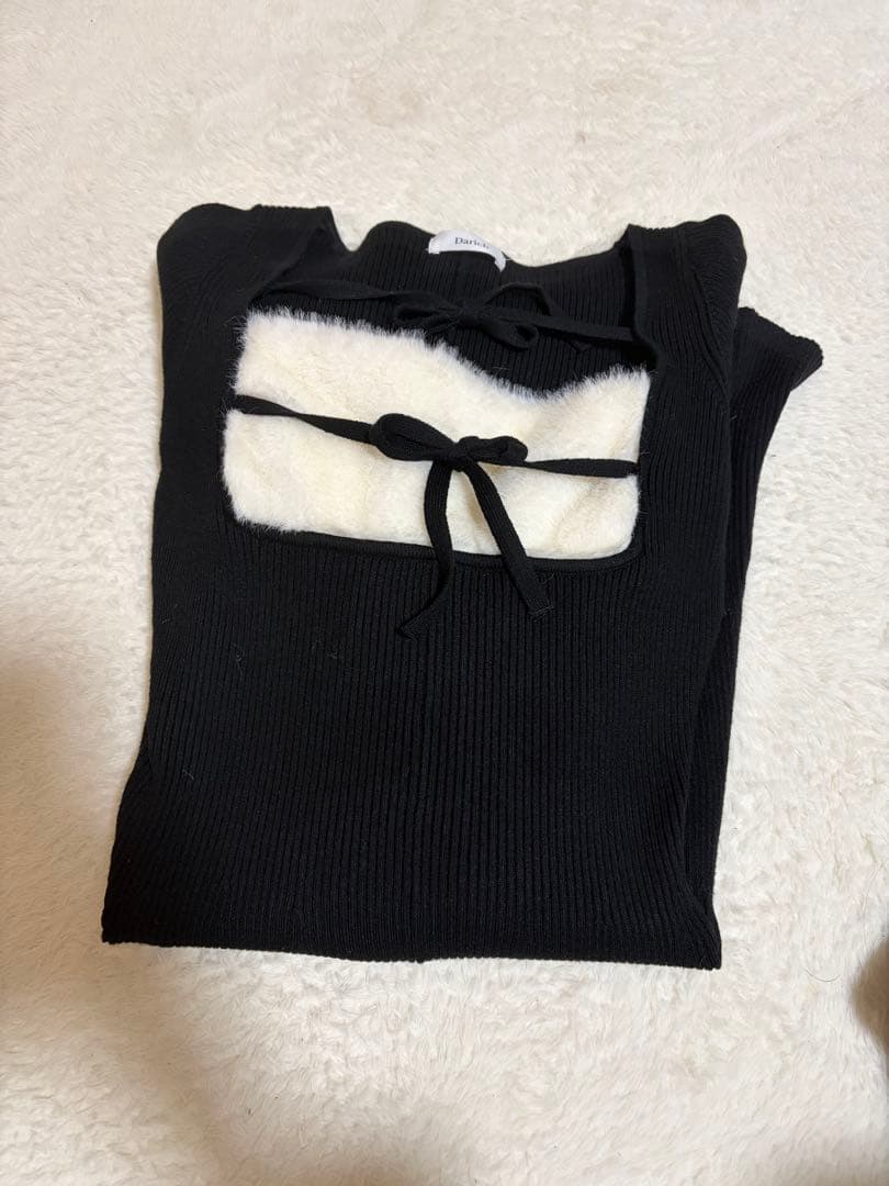 Darich リボンファーフレアニットミニワンピース FREEサイズ