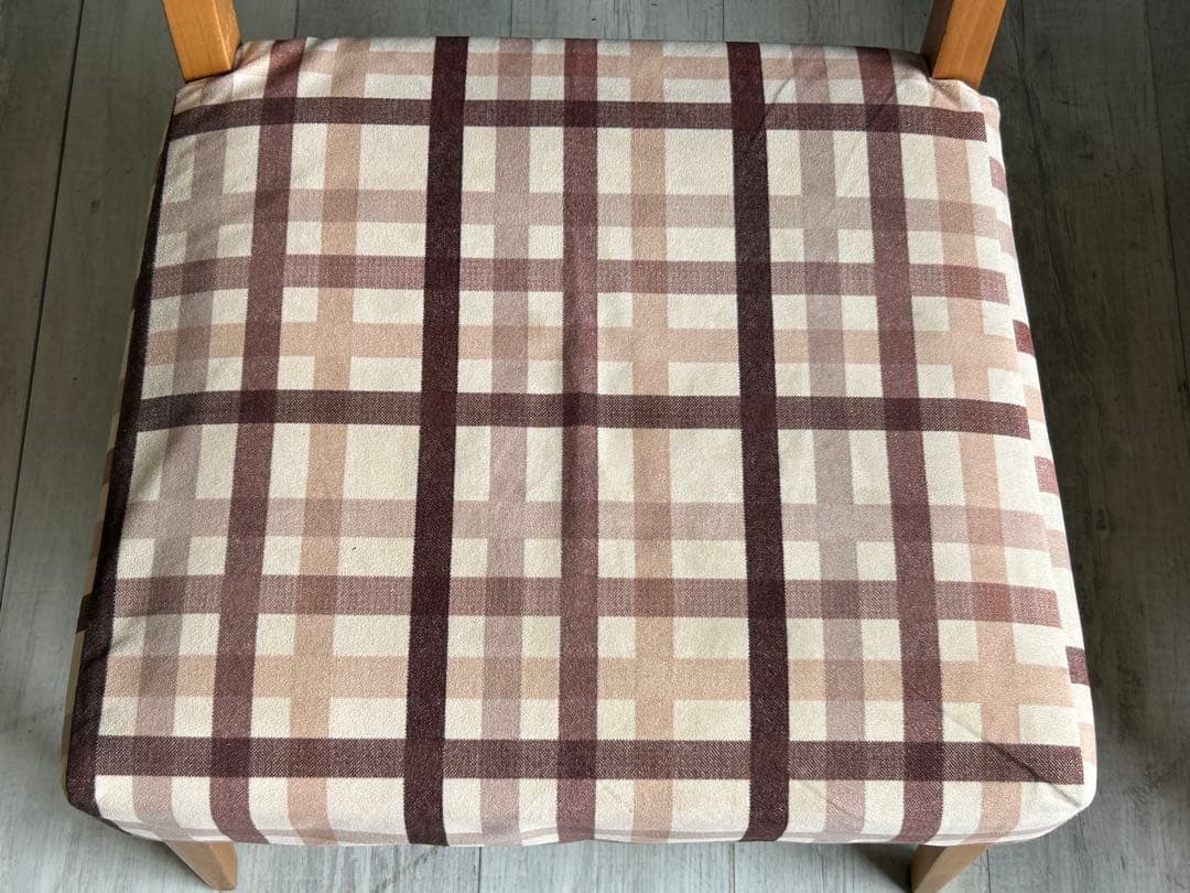 北欧風　シンプル　チェック柄　ダイニングチェア　椅子　2脚セット　NZ