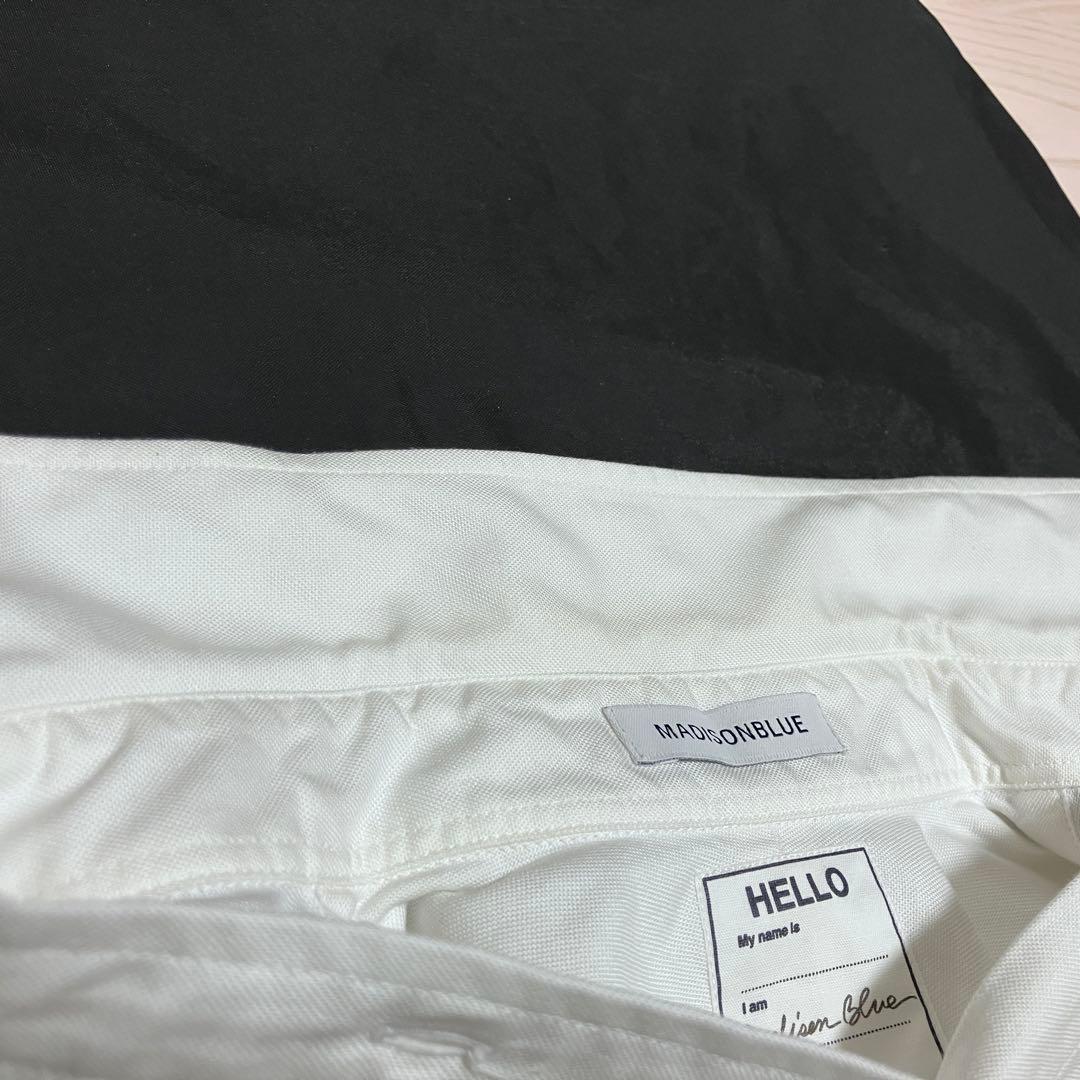 【美品】マディソンブルー シャツ　ブラウス　長袖　ボタンダウン 白 オックス生地