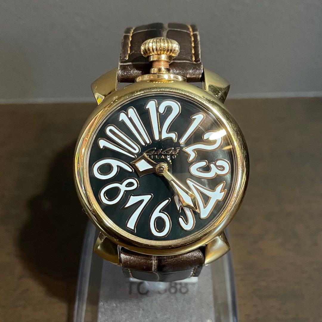 ガガミラノ マヌアーレ40mm ブラック　ゴールド　シェル盤 稼働品