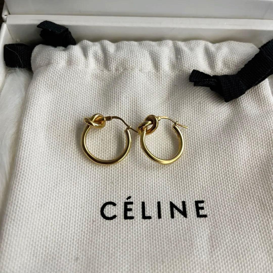 CELINE ノット スモールフープ ピアス