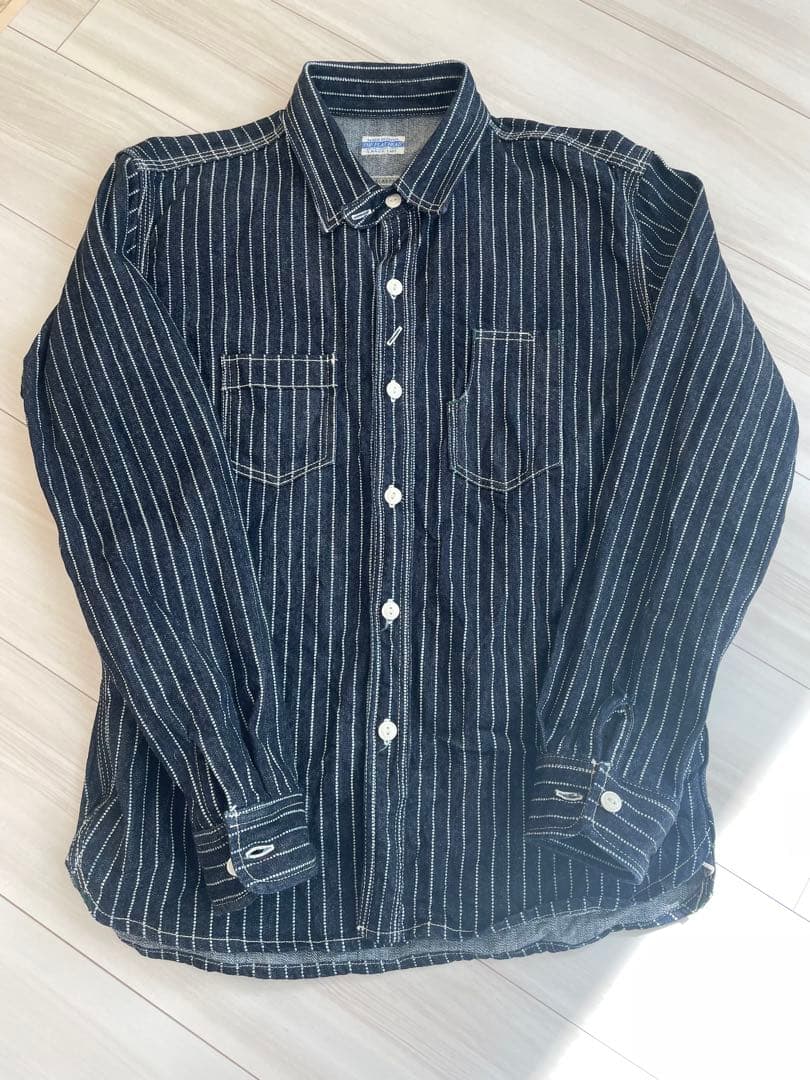 フラットヘッド　ストライプ　デニムシャツ 美品