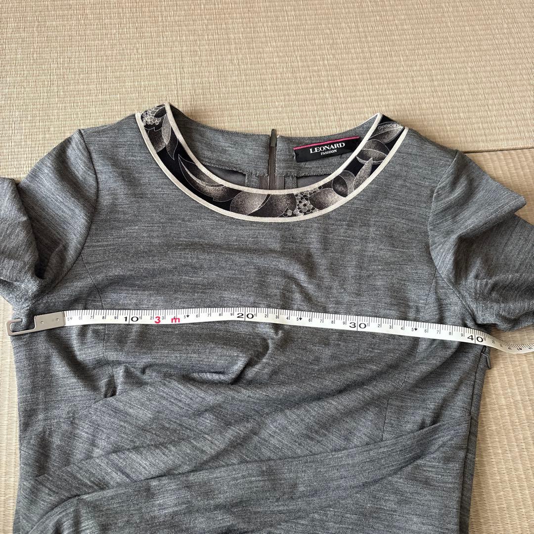 LEONARD ストレッチワンピース/グレー 38