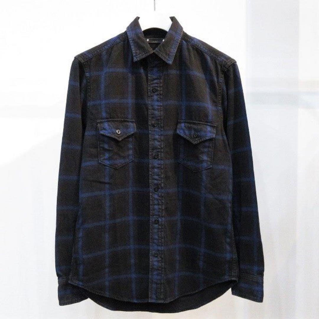 【キムタク愛用ブランド】 マインデニム デニムチェックシャツ Blue サイズ3