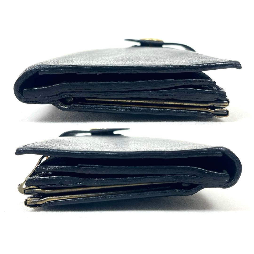 イルビゾンテ　長財布　希少　がま口　二つ折り　ロゴ型押し　オールレザー　ブラック