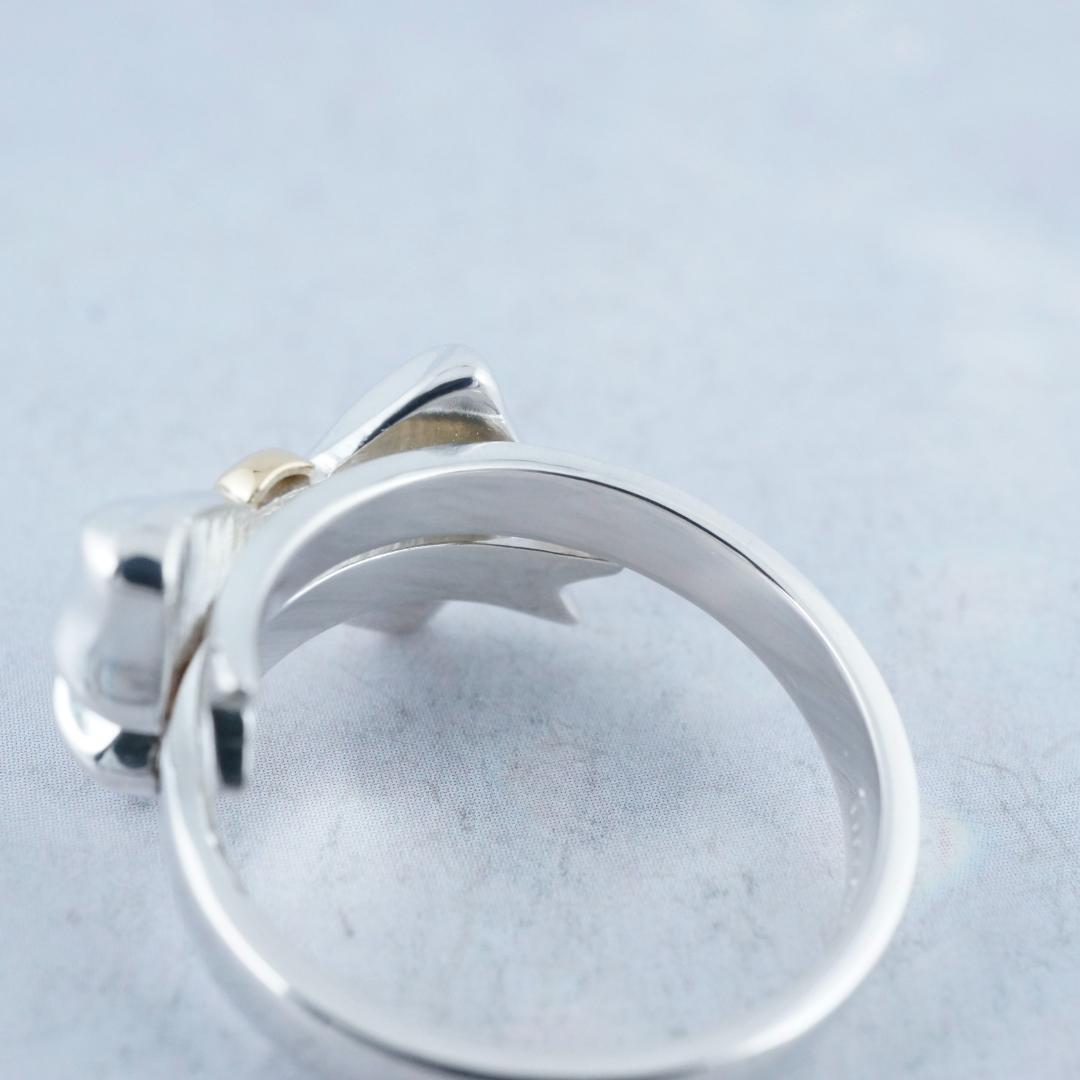 新品仕上 ティファニー SV925×18K 750リボン リング 13号