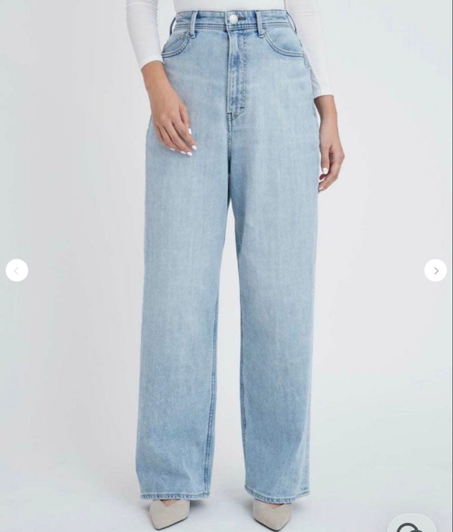 【1回着用】YANUK JOAN ルーズストレートデニムライトブルー　25