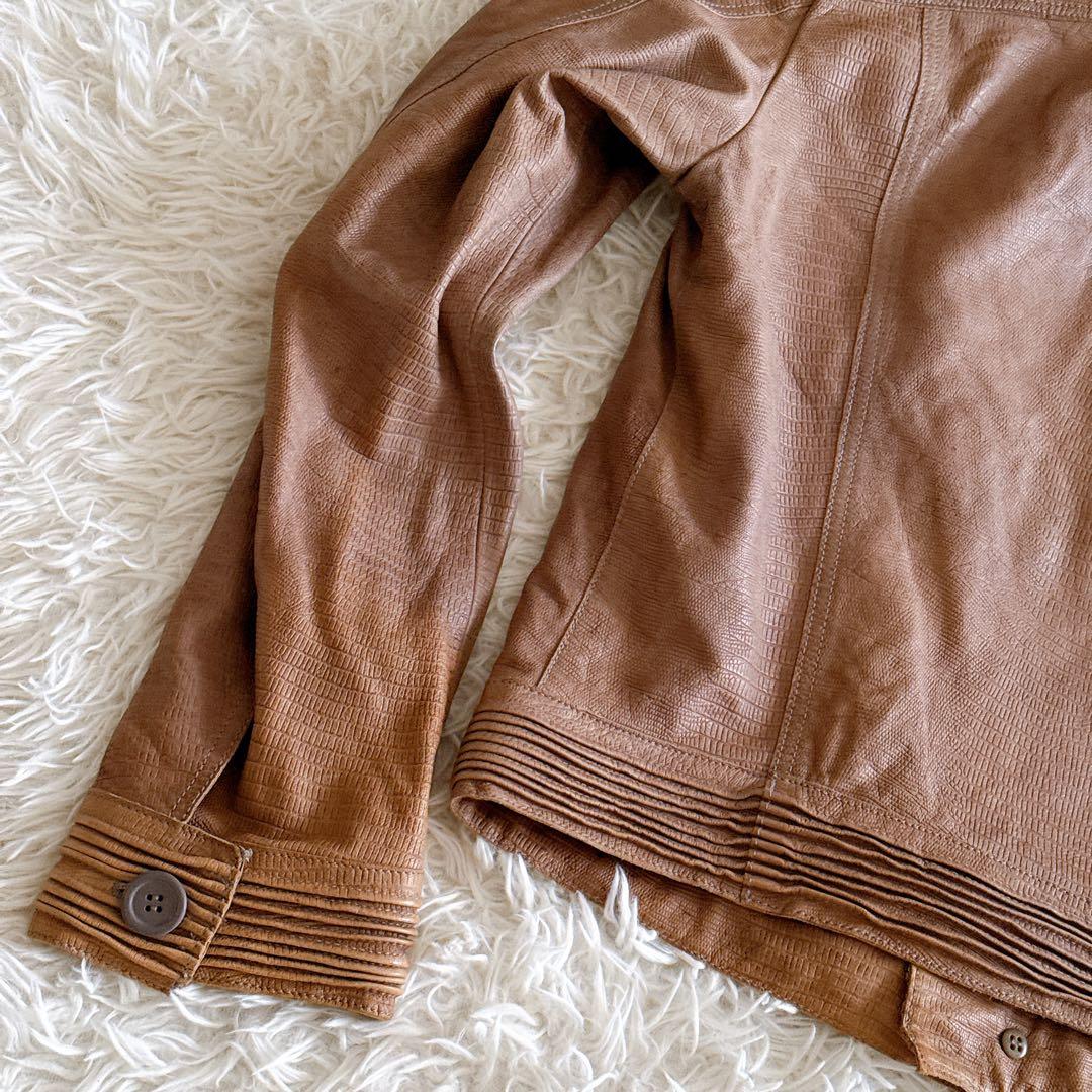 タグ付き保管品✨アルマーニ ヴィンテージ レザージャケット パイソン型押し 52