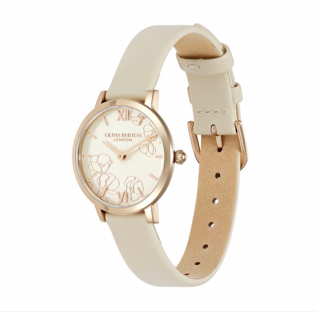 新品未使用 シグネチャー 28mm アブストラクト フローラル クリームレザー