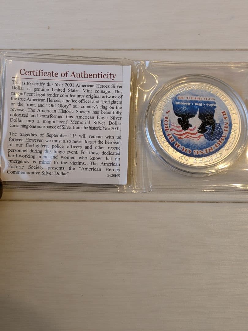 2001年 1オンス アメリカン シルバー イーグルアメリカンヒーローズ銀製