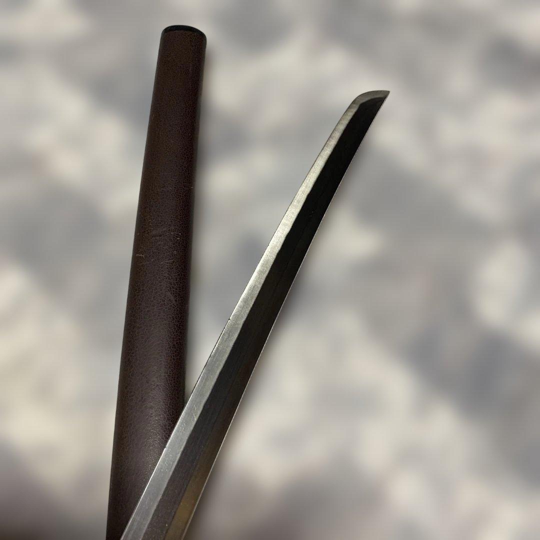 上級模造刀 茶柄 鶴松図楕円鍔 茶鱗鞘