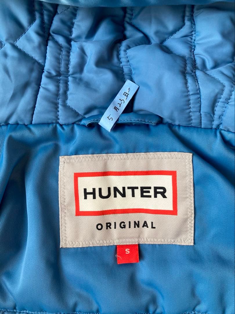 【HUNTER】フード付きブルーロング エコダウンジャケット