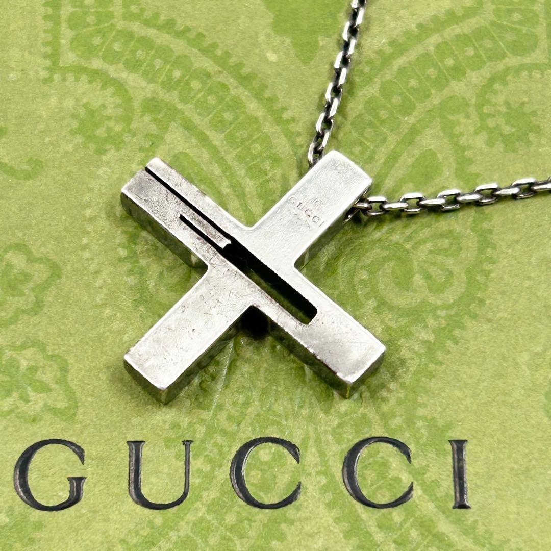 希少✨　グッチ　GUCCI ネックレス　カットアウト　スクエア G　クロス　Ag