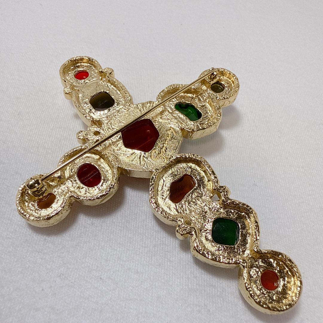 ヴィンテージ GIVENCHY ジバンシー マルチカラー クロス ブローチ