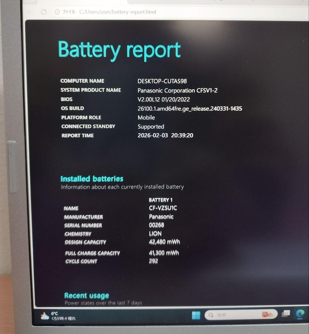 使用5080時間 CF-SV1 第11代i5/16GB/256GB/office