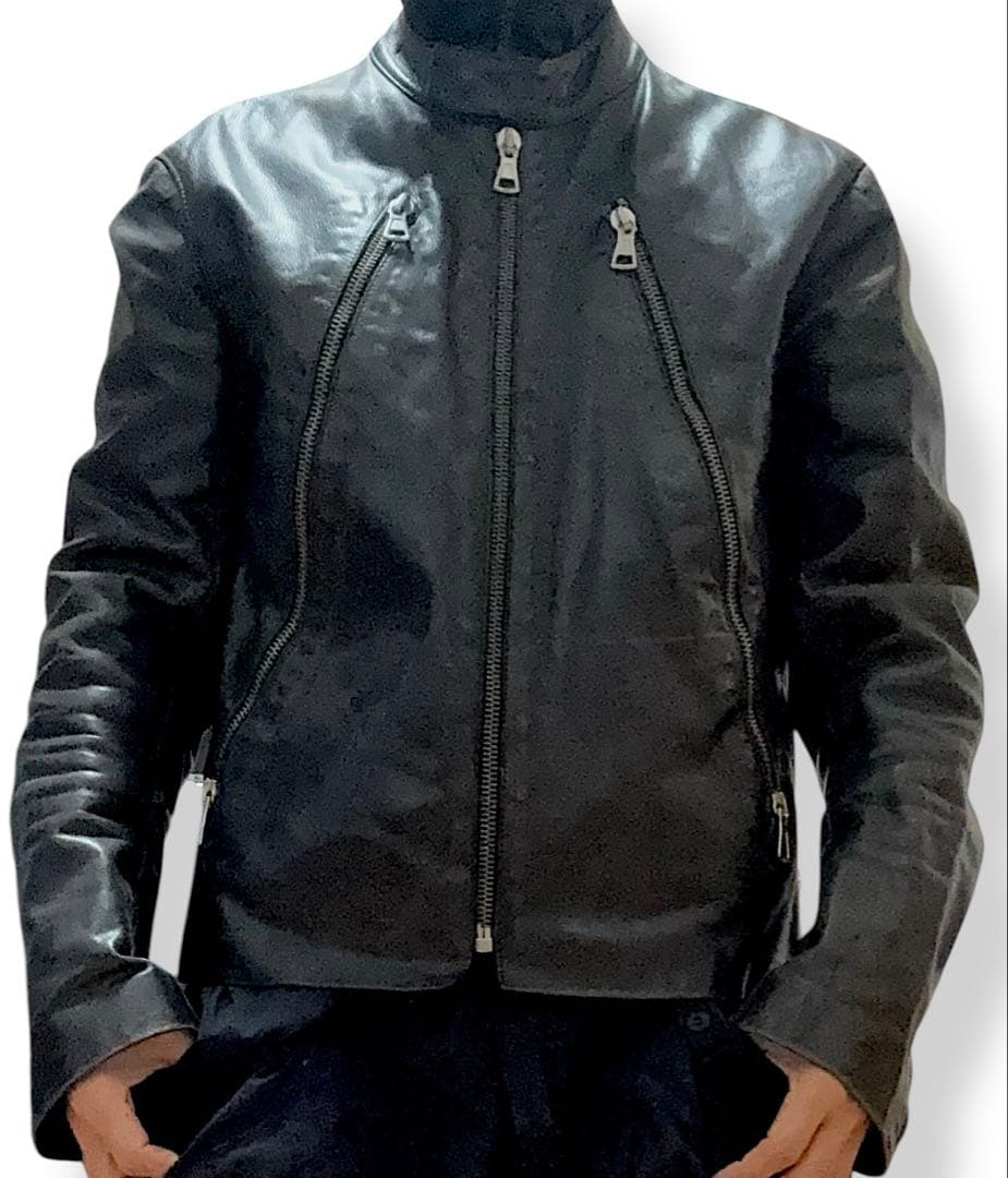 05ss/マルタンマルジェラ/ハの字ライダース/レザージャケット/52/黒