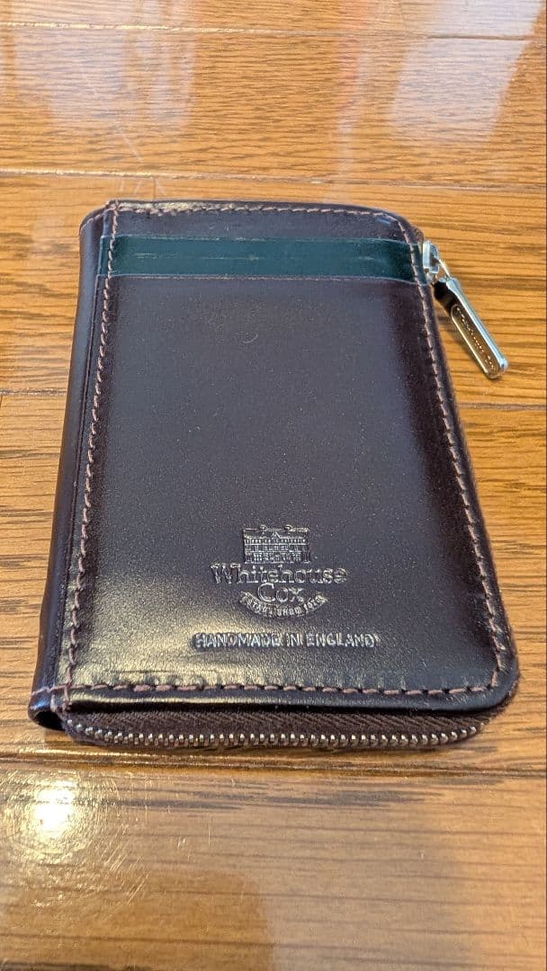 は*お様 Whitehouse Cox ダークブラウン&グリーンカード入れ コイ