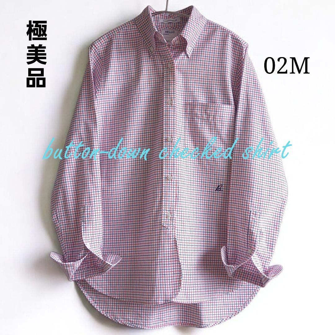 極美品　マディソンブルー　ボタンダウンチェックシャツ　02M　綿100%　B刺繍