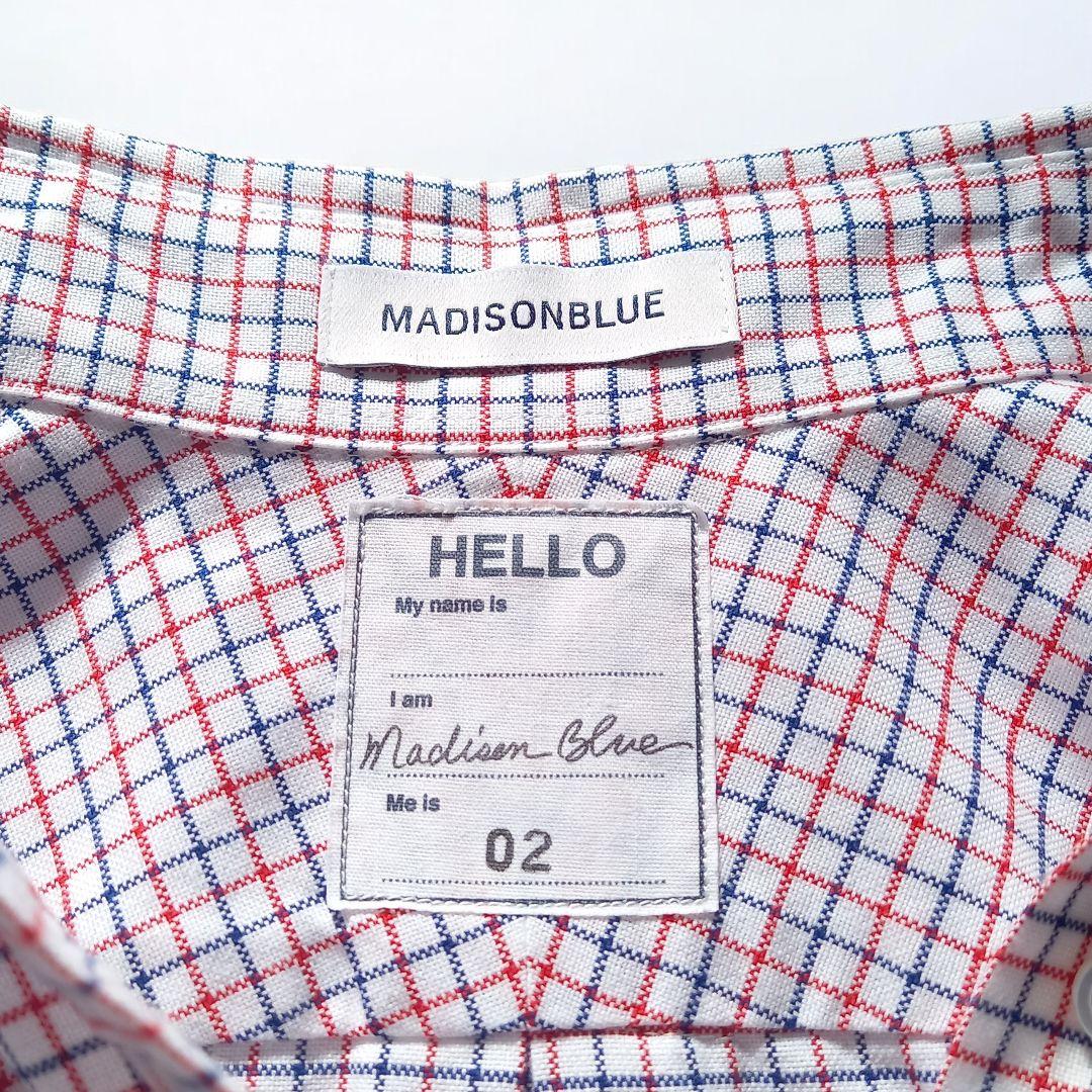 極美品　マディソンブルー　ボタンダウンチェックシャツ　02M　綿100%　B刺繍